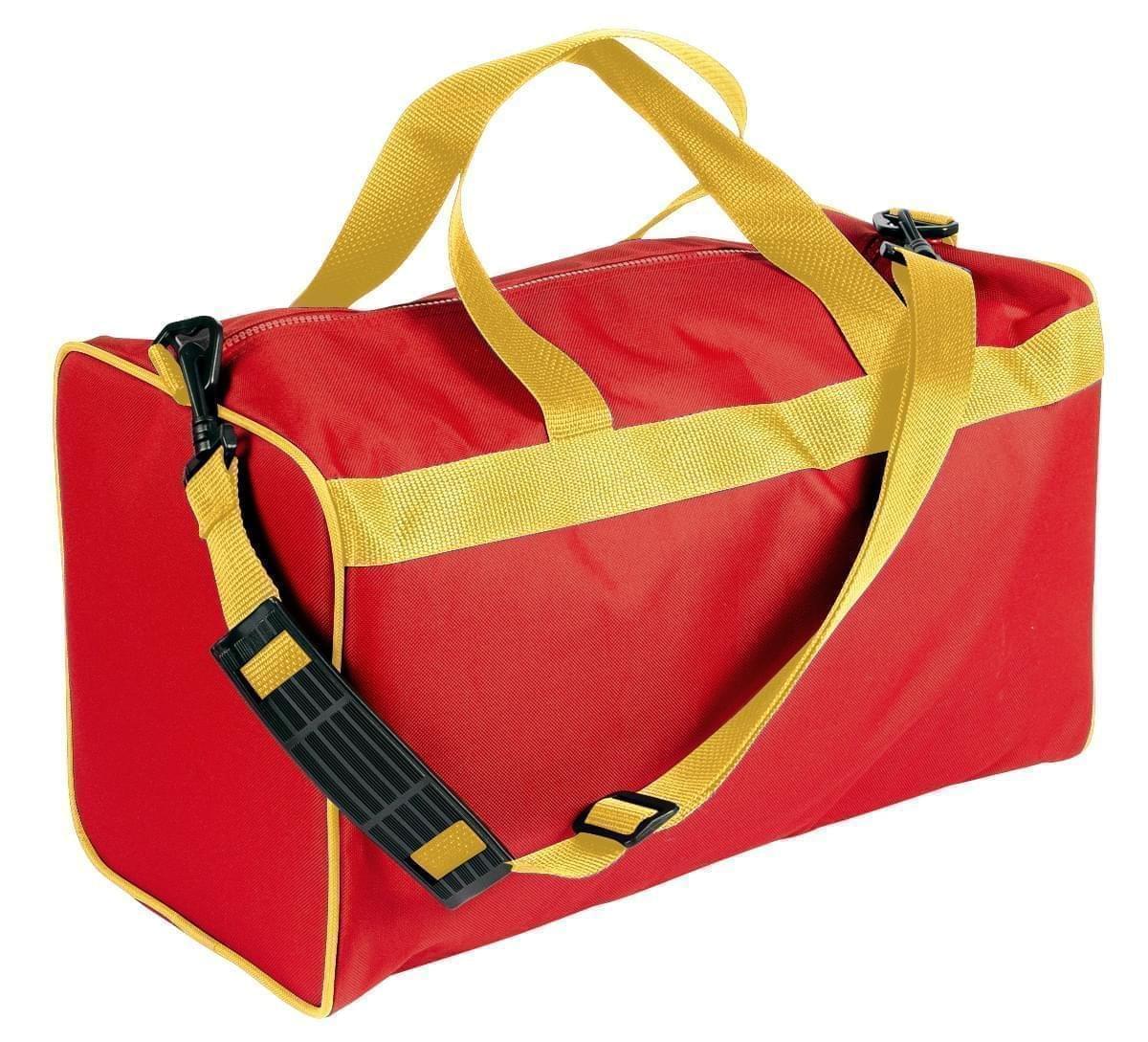 USA Made Nylon Poly Weekend Duffles, Red-Gold, WLKX31AAZ5