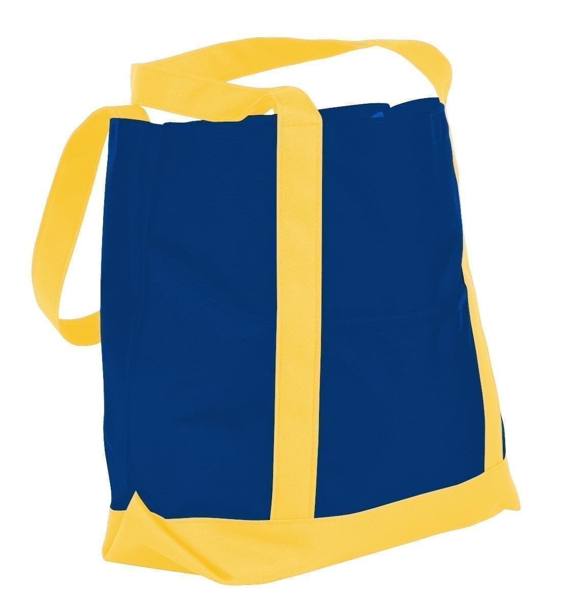 USA Made Nylon Poly Boat Tote Bags, Royal Blue-Gold, XAACL1UA0Q