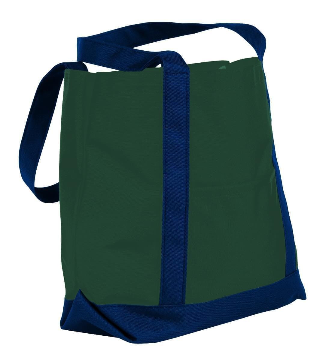 USA Made Canvas Fashion Tote Bags, Hunter Green-Navy, XAACL1UAII