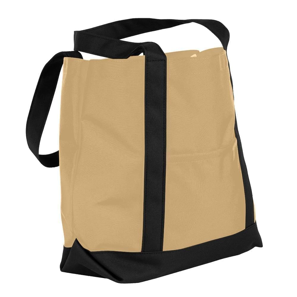 USA Made Canvas Fashion Tote Bags, Khaki-Black, XAACL1UAJC