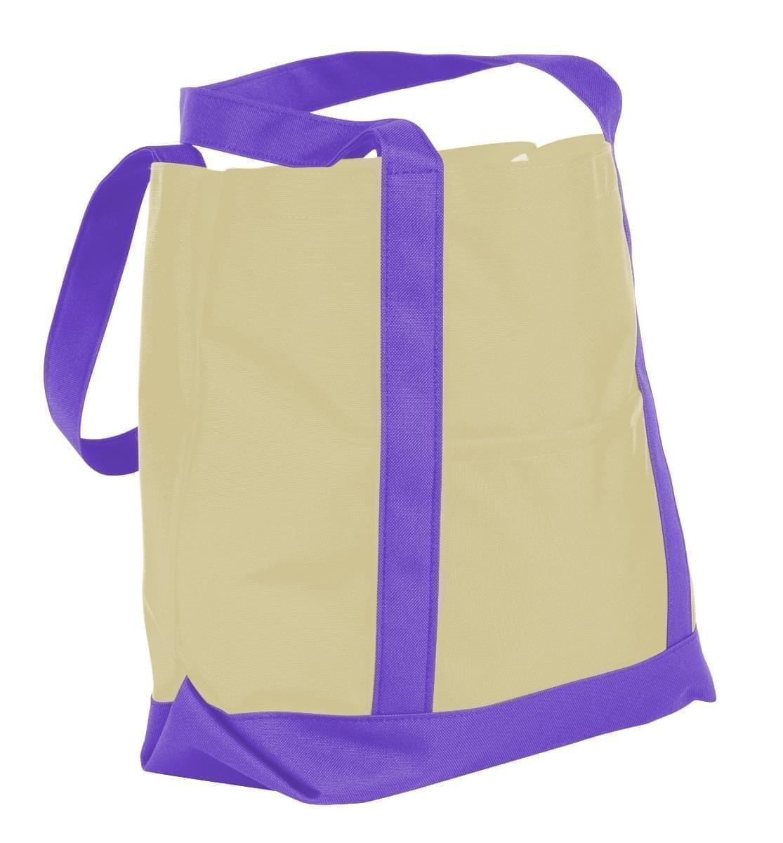 USA Made Canvas Fashion Tote Bags, Natural-Purple, XAACL1UAKK