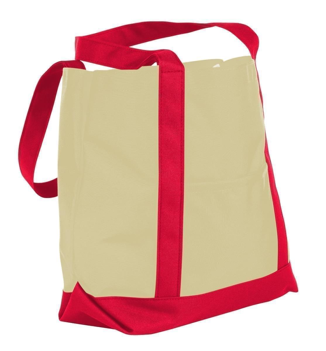USA Made Canvas Fashion Tote Bags, Natural-Red, XAACL1UAKL