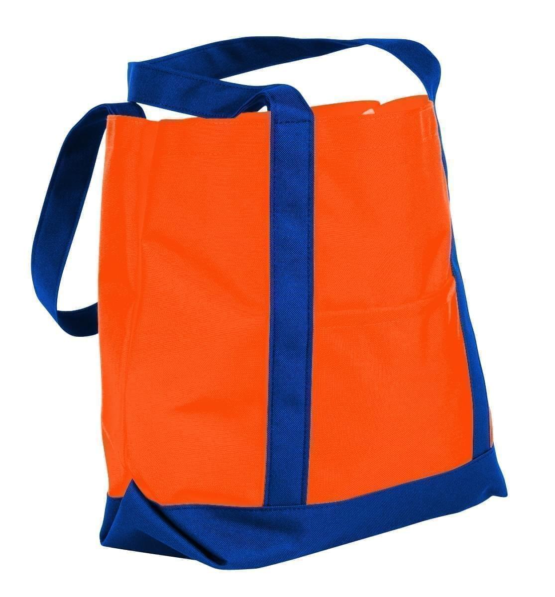 USA Made Nylon Poly Boat Tote Bags, Orange-Royal Blue, XAACL1UAXM