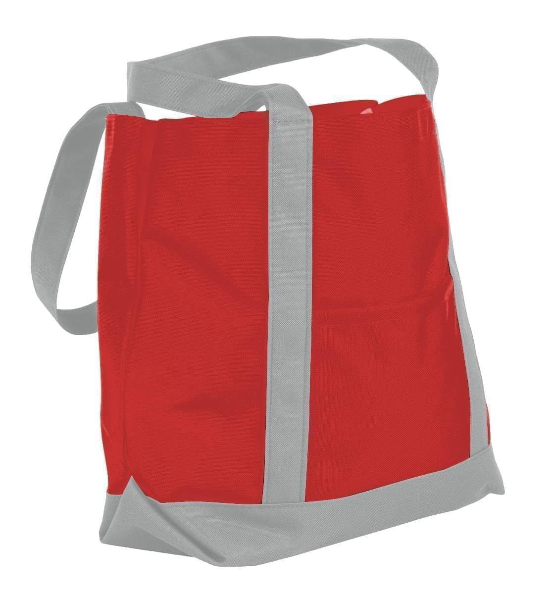 USA Made Nylon Poly Boat Tote Bags, Red-Grey, XAACL1UAZN