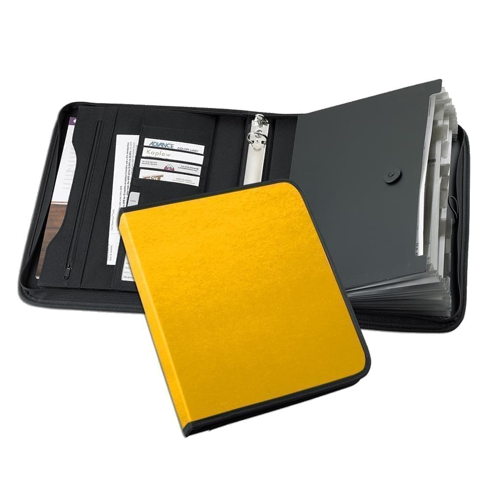 Tribeca-Accordion Zipper Ring Binder-600 Denier Nylon or Faux Leather Vinyl-Yellow