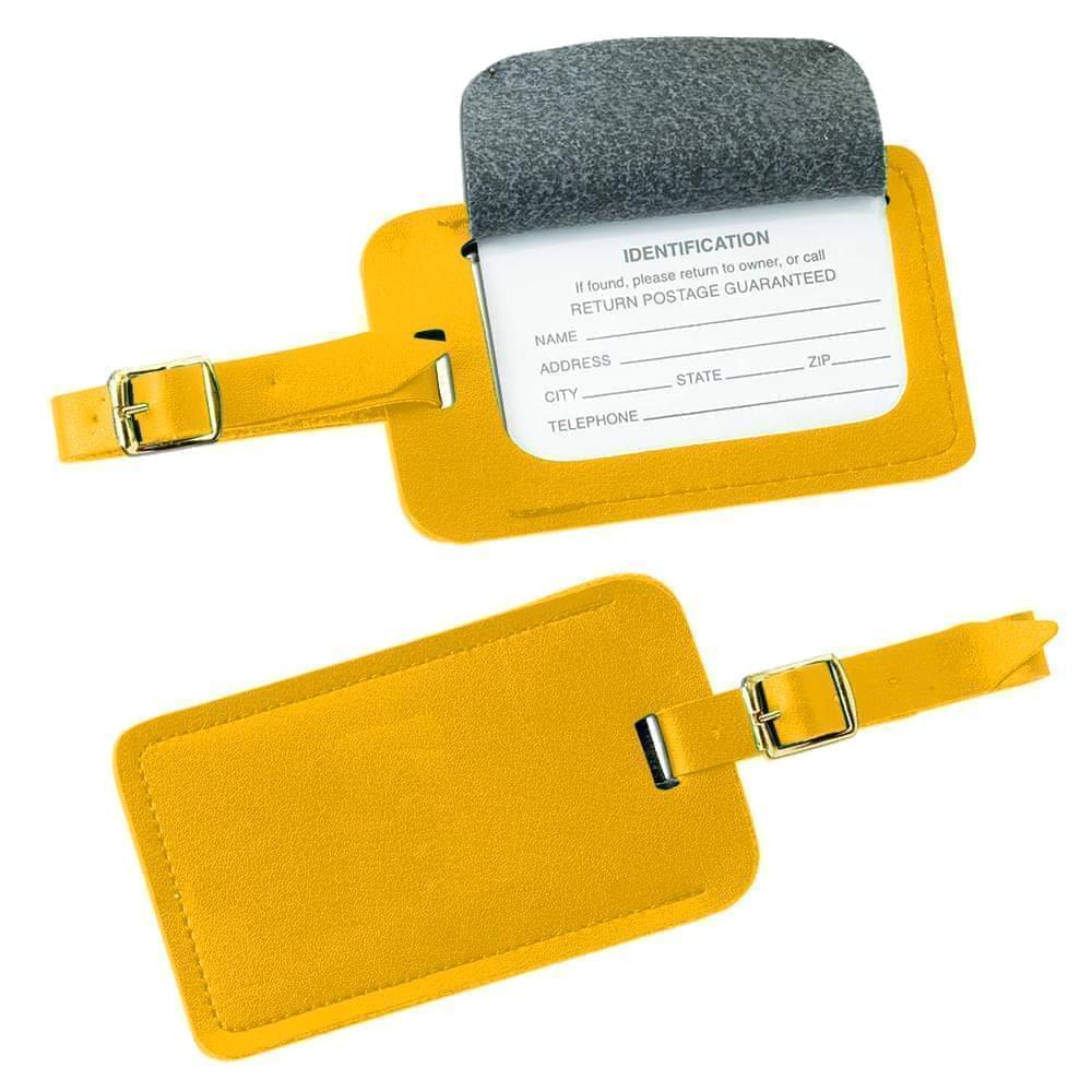 Stitched Luggage Tag-Faux Leather Vinyl-Yellow