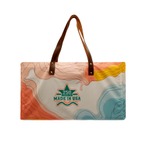 Leather Handle Full Bleed Canvas Gusset