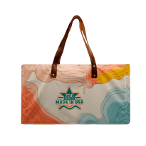 Leather Handle Full Bleed Canvas Gusset