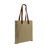 Leather Handle Zip Top Natural Canvas Gusset