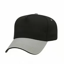 USA-made 5L Black-Light Gray Chino baseball cap, 3q view, manufactured in Newark NJ