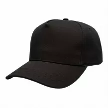 USA-made 5S Black Chino baseball cap, 3q view, manufactured in Newark NJ