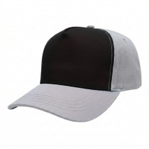 USA-made 5S Black-White Chino baseball cap, 3q view, manufactured in Newark NJ
