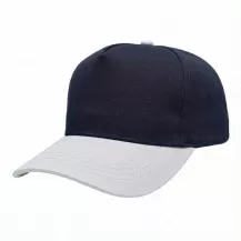 USA-made 5S Navy-White Chino baseball cap, 3q view, manufactured in Newark NJ