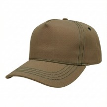 USA-made 5S Khaki-Black Brushed Denim baseball cap, 3q view, manufactured in Newark NJ