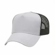 USA-made 5L White-Black Polycotton Twill baseball cap, 3q view, manufactured in Newark NJ