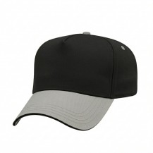 USA-made 5L Black-Light Gray Polycotton Twill baseball cap, 3q view, manufactured in Newark NJ