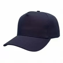 USA-made 5S Navy Polycotton Twill baseball cap, 3q view, manufactured in Newark NJ