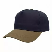 USA-made 5S Navy-Khaki Polycotton Twill baseball cap, 3q view, manufactured in Newark NJ