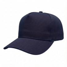 USA-made 5S Navy Polycotton Twill baseball cap, 3q view, manufactured in Newark NJ