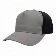 USA-made 5S Light Gray-Black Organic Twill baseball cap, 3q view, manufactured in Newark NJ