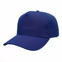 USA-made 5S Royal Blue Organic Twill baseball cap, 3q view, manufactured in Newark NJ