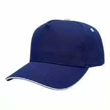 USA-made 5S Royal Blue-White Organic Twill baseball cap, 3q view, manufactured in Newark NJ