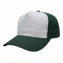 5RSSPE80 White-Hunter Green 3q USA-made 5S White-Hunter Green Ripstop baseball cap, 3q view, manufactured in Newark NJ