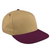 Khaki-Burgundy Denim Leather Skate Hat