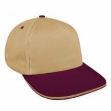 Khaki-Burgundy Canvas Leather Skate Hat
