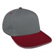Light Gray-Red Twill Leather Skate Hat