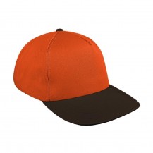 Orange-Black 2 Tone 5 Panel Lo Chino Leather Baseball Cap