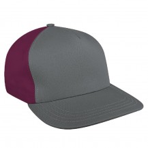Light Gray-Burgundy Split 5 Panel Lo Ripstop Buckle Baseball Cap