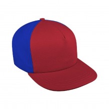 Red-Royal Blue Split 5 Panel Hi Ripstop Buckle Baseball Cap