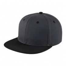 USA-made 6H Dark Gray-Black Chino baseball cap, 3q view, manufactured in Newark NJ