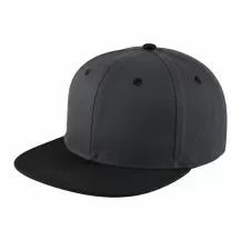 USA-made 6H Dark Gray-Black Chino baseball cap, 3q view, manufactured in Newark NJ