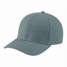 USA-made 6H Light Gray Chino baseball cap, 3q view, manufactured in Newark NJ
