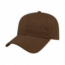 USA-made 6L Brown Brushed Denim baseball cap, 3q view, manufactured in Newark NJ