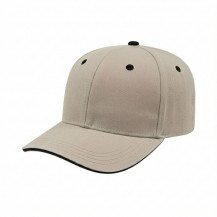 USA-made 6S Putty-Black Brushed Denim baseball cap, 3q view, manufactured in Newark NJ