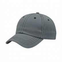 USA-made 6U Light Gray-Black Brushed Denim baseball cap, 3q view, manufactured in Newark NJ