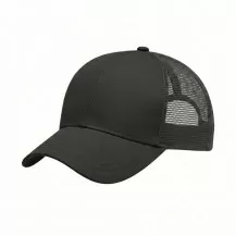 USA-made 6U Black Chino baseball cap, 3q view, manufactured in Newark NJ