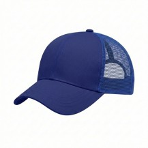 USA-made 6U Royal Blue Polycotton Twill baseball cap, 3q view, manufactured in Newark NJ
