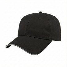 USA-made 6L Black-Light Gray Polycotton Twill baseball cap, 3q view, manufactured in Newark NJ