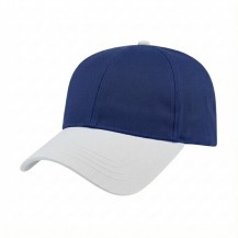USA-made 6L Royal Blue-White Polycotton Twill baseball cap, 3q view, manufactured in Newark NJ