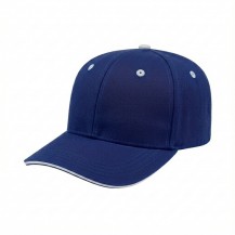 USA-made 6S Royal Blue-White Polycotton Twill baseball cap, 3q view, manufactured in Newark NJ