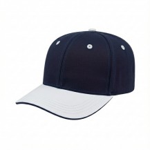 USA-made 6S Navy-White Polycotton Twill baseball cap, 3q view, manufactured in Newark NJ