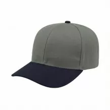 USA-made 6S Light Gray-Navy Polycotton Twill baseball cap, 3q view, manufactured in Newark NJ