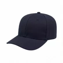 USA-made 6S Navy Polycotton Twill baseball cap, 3q view, manufactured in Newark NJ