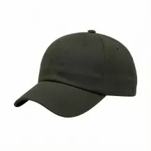 USA-made 6U Olive Polycotton Twill baseball cap, 3q view, manufactured in Newark NJ