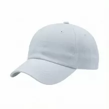 USA-made 6U White Polycotton Twill baseball cap, 3q view, manufactured in Newark NJ