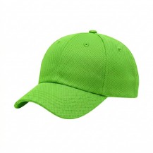 USA-made 6U Safety Green Diamond Pro baseball cap, 3q view, manufactured in Newark NJ